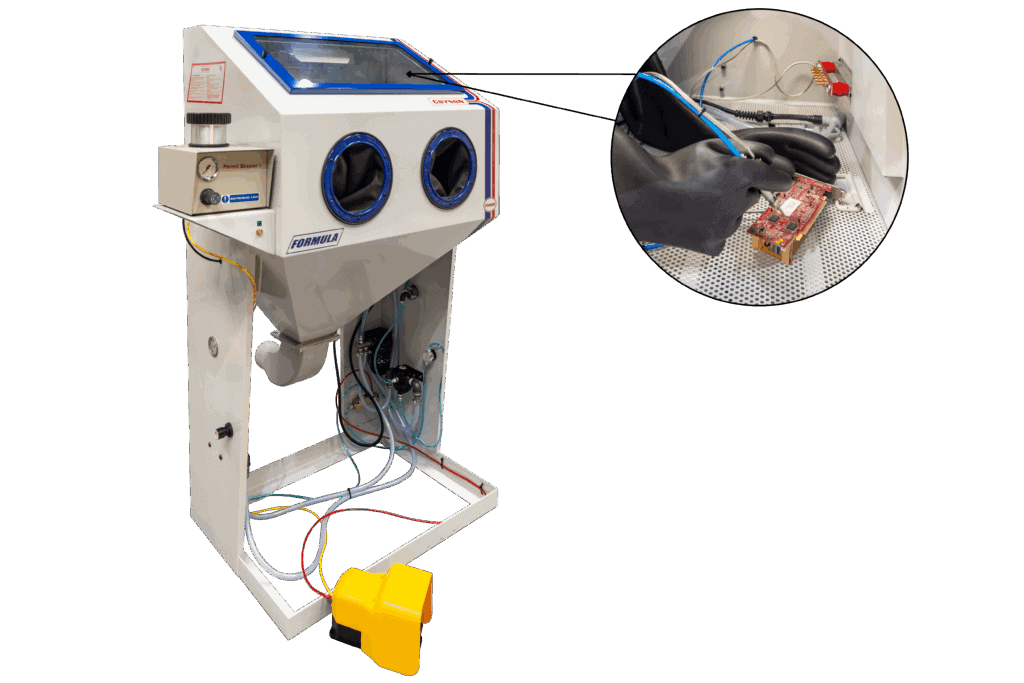 Finishing Application Industries - Formula 1400 CCR, performs localised conformal coating removal from PCB boards